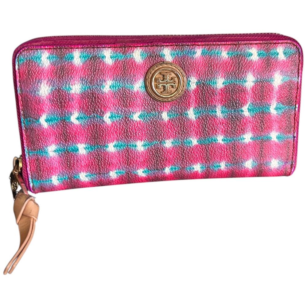 RARE Tory Burch Tie Dye Effect Pink and Blue Continental Wallet